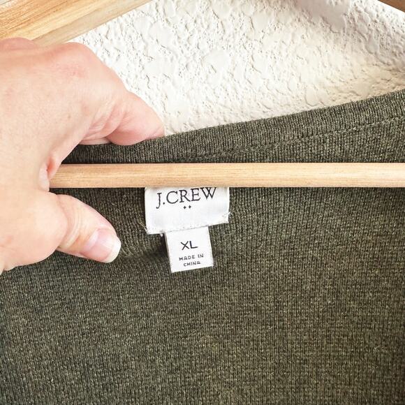 J Crew Womens Vanessa Sweater Jacket XL Heather Olive Green Preppy Minimalist - Picture 5 of 9
